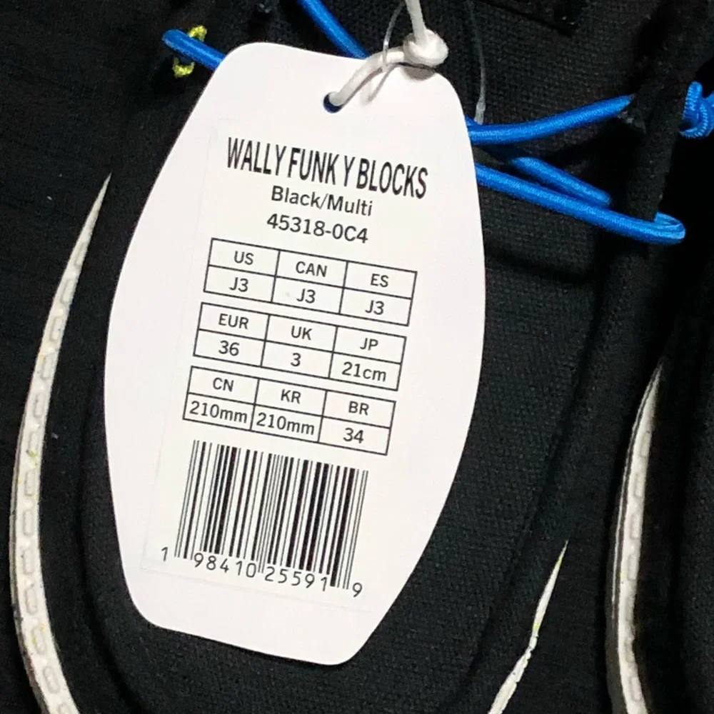 Hey Dude Boys Wally Funk Y Blocks Shoes, Size 3, Black/Multi, 45318-0C4